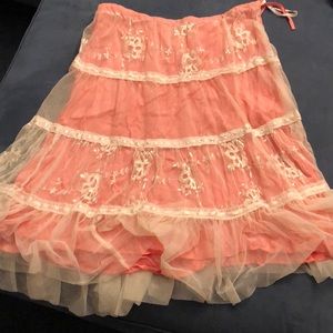 Pura Vida size 10 pink tulle and white crochet ballerina skirt